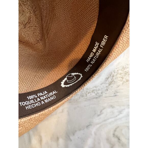 Montecristi Straw Fedora Hat Medium Brown - Picture 6 of 7